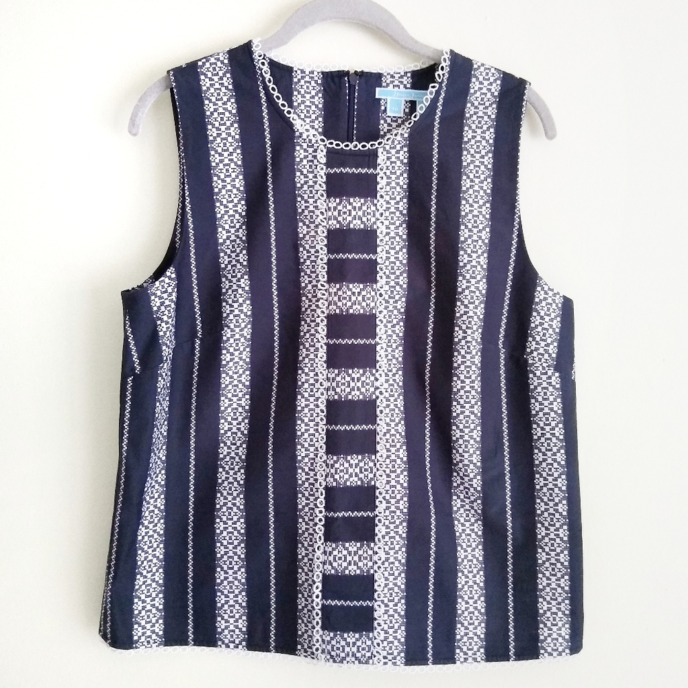Draper James Lacey Stripe Top navy 10